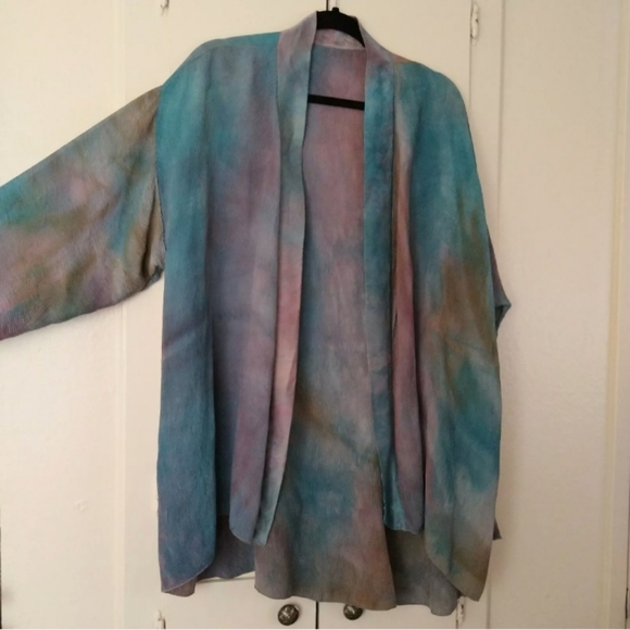 Art To Wear Silk Kimono Jacket Topper Dova Silk - Picture 3 of 7